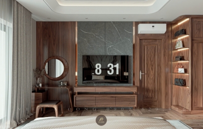 3 Mẫu kệ tivi gỗ óc chó Việt Á Đông thích hợp đặt trong phòng ngủ